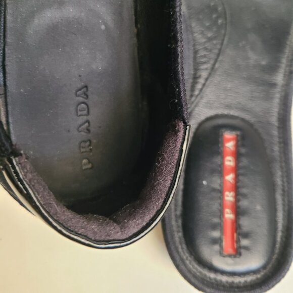 Prada Sport Black Patent Leather Lace Up Ballet Sneakers EU 37.5 US 7 - Picture 16 of 16